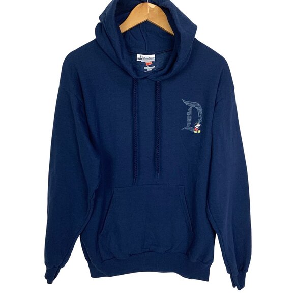 VTG Disneyland Blue Hoodie M Mickey Mouse D Logo Disney Apparel Kangaroo Pocket - Picture 4 of 8